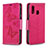 Handytasche Stand Schutzhülle Flip Leder Hülle Schmetterling B01F für Samsung Galaxy A40 Pink