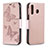 Handytasche Stand Schutzhülle Flip Leder Hülle Schmetterling B01F für Samsung Galaxy A40s Rosegold