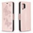 Handytasche Stand Schutzhülle Flip Leder Hülle Schmetterling B01F für Samsung Galaxy A42 5G Rosegold