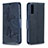 Handytasche Stand Schutzhülle Flip Leder Hülle Schmetterling B01F für Samsung Galaxy A50 Blau