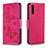 Handytasche Stand Schutzhülle Flip Leder Hülle Schmetterling B01F für Samsung Galaxy A50 Pink