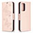 Handytasche Stand Schutzhülle Flip Leder Hülle Schmetterling B01F für Samsung Galaxy A52 4G Rosegold