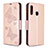 Handytasche Stand Schutzhülle Flip Leder Hülle Schmetterling B01F für Samsung Galaxy A70E Rosegold