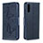 Handytasche Stand Schutzhülle Flip Leder Hülle Schmetterling B01F für Samsung Galaxy A70S Blau