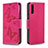 Handytasche Stand Schutzhülle Flip Leder Hülle Schmetterling B01F für Samsung Galaxy A70S Pink