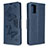 Handytasche Stand Schutzhülle Flip Leder Hülle Schmetterling B01F für Samsung Galaxy A71 5G Blau