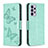 Handytasche Stand Schutzhülle Flip Leder Hülle Schmetterling B01F für Samsung Galaxy A73 5G Grün