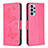 Handytasche Stand Schutzhülle Flip Leder Hülle Schmetterling B01F für Samsung Galaxy A73 5G Pink