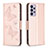 Handytasche Stand Schutzhülle Flip Leder Hülle Schmetterling B01F für Samsung Galaxy A73 5G Rosegold