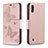 Handytasche Stand Schutzhülle Flip Leder Hülle Schmetterling B01F für Samsung Galaxy M10 Rosegold