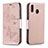 Handytasche Stand Schutzhülle Flip Leder Hülle Schmetterling B01F für Samsung Galaxy M20 Rosegold