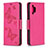 Handytasche Stand Schutzhülle Flip Leder Hülle Schmetterling B01F für Samsung Galaxy M32 5G Pink
