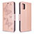 Handytasche Stand Schutzhülle Flip Leder Hülle Schmetterling B01F für Samsung Galaxy M40S Rosegold