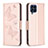 Handytasche Stand Schutzhülle Flip Leder Hülle Schmetterling B01F für Samsung Galaxy M53 5G Rosegold