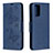 Handytasche Stand Schutzhülle Flip Leder Hülle Schmetterling B01F für Samsung Galaxy Note 20 5G Blau