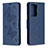 Handytasche Stand Schutzhülle Flip Leder Hülle Schmetterling B01F für Samsung Galaxy Note 20 Ultra 5G Blau