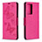 Handytasche Stand Schutzhülle Flip Leder Hülle Schmetterling B01F für Samsung Galaxy Note 20 Ultra 5G Pink