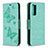 Handytasche Stand Schutzhülle Flip Leder Hülle Schmetterling B01F für Samsung Galaxy S20 FE 5G Grün