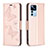 Handytasche Stand Schutzhülle Flip Leder Hülle Schmetterling B01F für Xiaomi Mi 12T Pro 5G Rosegold