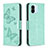 Handytasche Stand Schutzhülle Flip Leder Hülle Schmetterling B01F für Xiaomi Poco C50 Grün