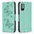 Handytasche Stand Schutzhülle Flip Leder Hülle Schmetterling B01F für Xiaomi Redmi Note 10 5G Grün