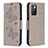 Handytasche Stand Schutzhülle Flip Leder Hülle Schmetterling B01F für Xiaomi Redmi Note 11 4G (2021) Grau