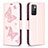 Handytasche Stand Schutzhülle Flip Leder Hülle Schmetterling B01F für Xiaomi Redmi Note 11 4G (2021) Rosegold