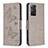 Handytasche Stand Schutzhülle Flip Leder Hülle Schmetterling B01F für Xiaomi Redmi Note 11 Pro 5G Grau