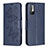 Handytasche Stand Schutzhülle Flip Leder Hülle Schmetterling B01F für Xiaomi Redmi Note 11 SE 5G Blau