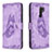 Handytasche Stand Schutzhülle Flip Leder Hülle Schmetterling B02F für Xiaomi Redmi 9 Helles Lila