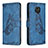 Handytasche Stand Schutzhülle Flip Leder Hülle Schmetterling B02F für Xiaomi Redmi Note 9S Blau