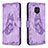 Handytasche Stand Schutzhülle Flip Leder Hülle Schmetterling B02F für Xiaomi Redmi Note 9S Helles Lila