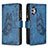 Handytasche Stand Schutzhülle Flip Leder Hülle Schmetterling B03F für Samsung Galaxy A32 5G Blau