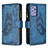 Handytasche Stand Schutzhülle Flip Leder Hülle Schmetterling B03F für Samsung Galaxy A72 4G Blau