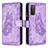 Handytasche Stand Schutzhülle Flip Leder Hülle Schmetterling B03F für Samsung Galaxy S20 FE 5G Helles Lila