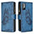 Handytasche Stand Schutzhülle Flip Leder Hülle Schmetterling B03F für Xiaomi Redmi Note 10 5G Blau