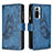 Handytasche Stand Schutzhülle Flip Leder Hülle Schmetterling B03F für Xiaomi Redmi Note 10 Pro 4G Blau