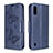 Handytasche Stand Schutzhülle Flip Leder Hülle Schmetterling B13F für Samsung Galaxy A01 SM-A015 Blau