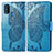 Handytasche Stand Schutzhülle Flip Leder Hülle Schmetterling für Samsung Galaxy M21 Blau