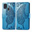 Handytasche Stand Schutzhülle Flip Leder Hülle Schmetterling für Samsung Galaxy M31 Prime Edition Blau