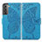 Handytasche Stand Schutzhülle Flip Leder Hülle Schmetterling für Samsung Galaxy S23 5G Blau