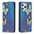 Handytasche Stand Schutzhülle Flip Leder Hülle Schmetterling L01 für Apple iPhone 15 Pro Blau