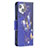 Handytasche Stand Schutzhülle Flip Leder Hülle Schmetterling L07 für Apple iPhone 14 Königs Blau