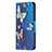 Handytasche Stand Schutzhülle Flip Leder Hülle Schmetterling L07 für Apple iPhone 14 Pro Blau