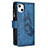 Handytasche Stand Schutzhülle Flip Leder Hülle Schmetterling L08 für Apple iPhone 13 Blau