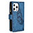 Handytasche Stand Schutzhülle Flip Leder Hülle Schmetterling L08 für Apple iPhone 13 Pro Blau