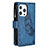 Handytasche Stand Schutzhülle Flip Leder Hülle Schmetterling L08 für Apple iPhone 14 Pro Max Blau