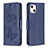 Handytasche Stand Schutzhülle Flip Leder Hülle Schmetterling L09 für Apple iPhone 13 Blau