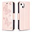 Handytasche Stand Schutzhülle Flip Leder Hülle Schmetterling L09 für Apple iPhone 13 Mini Rosa