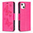 Handytasche Stand Schutzhülle Flip Leder Hülle Schmetterling L09 für Apple iPhone 13 Pink